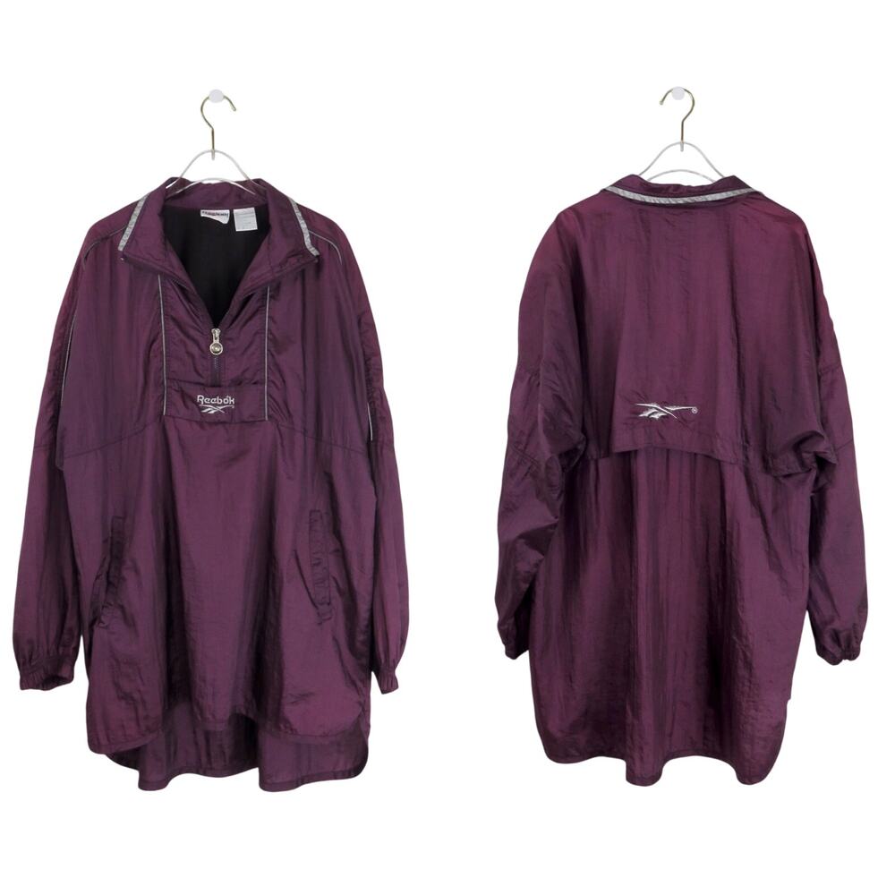 1990s Vintage Reebok Purple Wind Breaker Jacket Retro Streetwear - Picture 15 of 15